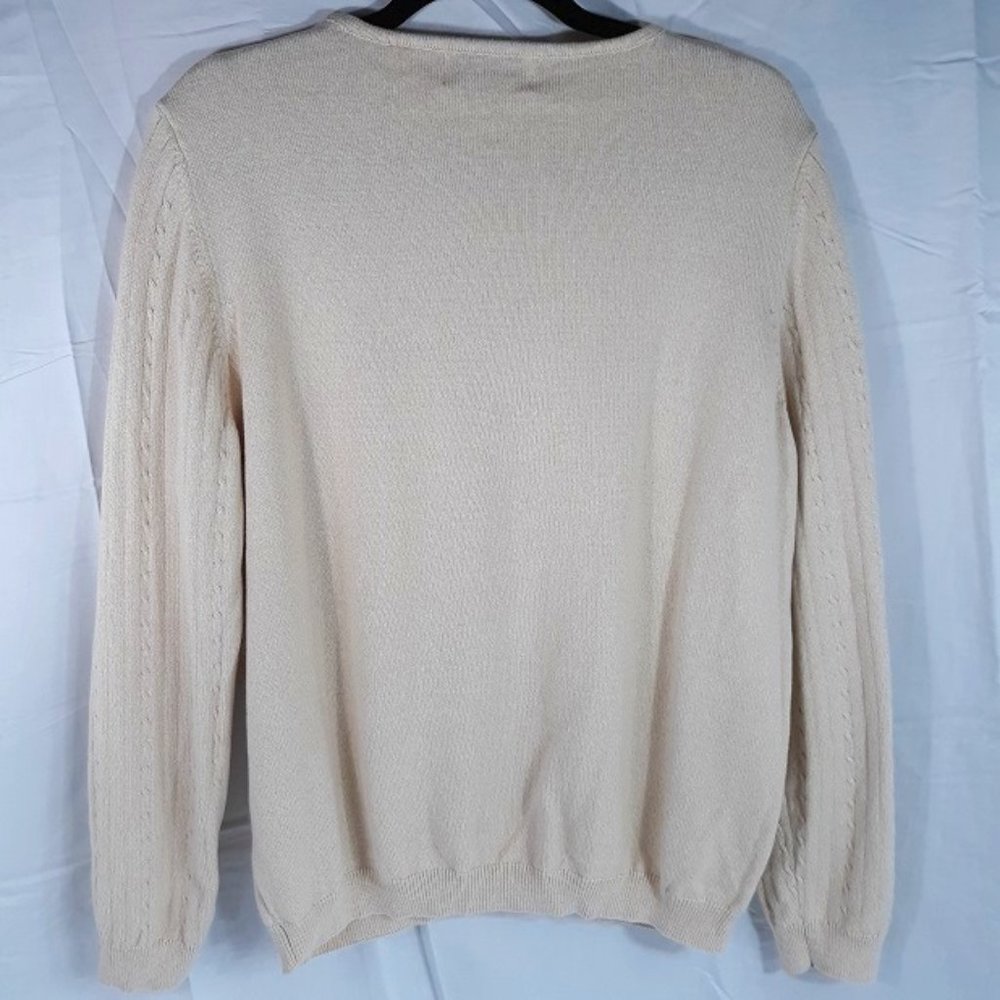 SOLD Alfred Dunner Sweater L VINTAGE Embroidery Roses EUC 90's Beaded Flowers - Picture 4 of 6
